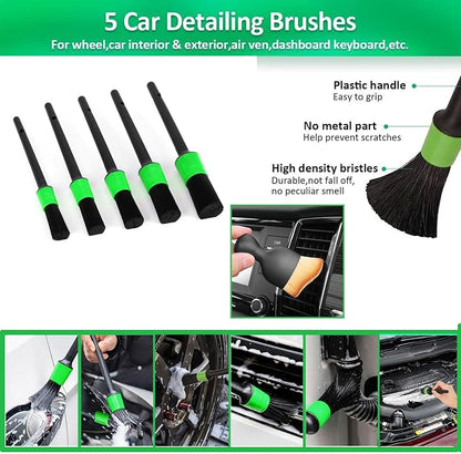 62" Car Wash Brush Kit 20Pcs - Chenille Microfiber Wash Mop Mitt Interior/Exterior Cleaning Detail Brush Wheel Brush Windshield Window Squeegee for Cars RV Truck Boat