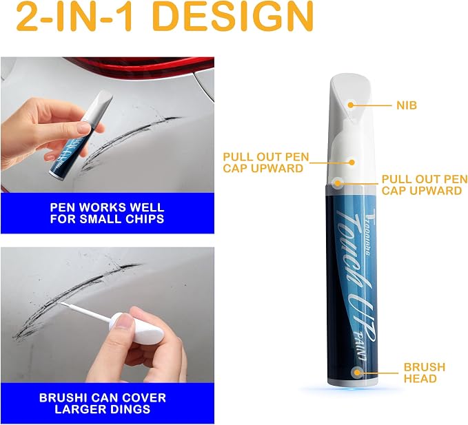 K1X Crystal White Pearl Tricoat Touch Up Paint for SUBARU Exact Match, Car Paint Scratch Repair kit, 2 in 1 Scratch Remover Pen with Color-Matched Rapid Drying of Paint Coating