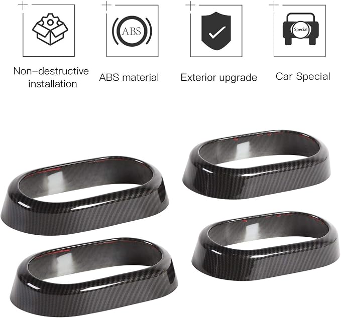JeCar Interior Door Handle Cover Trim for 2007-2010 Jeep Wrangler JK Unlimited 4 Door Carbon Fiber Interior Accessories(4pcs)