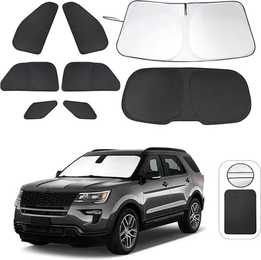 TINGLU Window Shades for Ford Explorer SUV 2011-2019 8PCS Accessories Full Windows Rear Triangular Windshield Sun Shade Sun UV Rays Privacy Protection