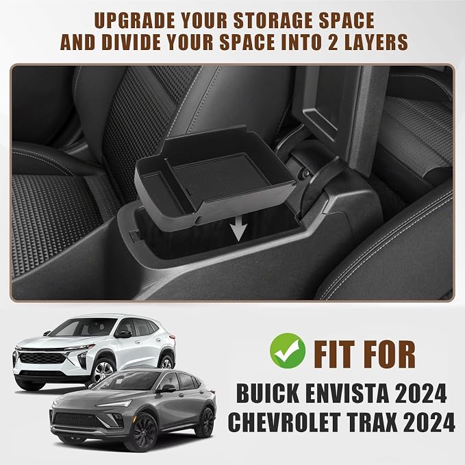 Muslogy Center Console Inserts Compatible with Trax & Envista 2026 2025 2024 2023 Center Console Organizer Armrest Storage Box Armrest Insert Tray Interior Accessories