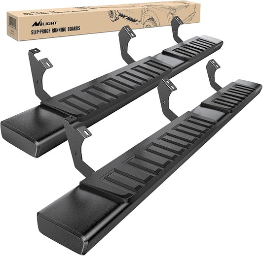 Nilight Running Boards for 2007-2021 Toyota Tundra Double Cab 2 Full-Size Door & 2 Half-Size Door 6 Inch Side Step Nerf Bars Stainless Steel Black