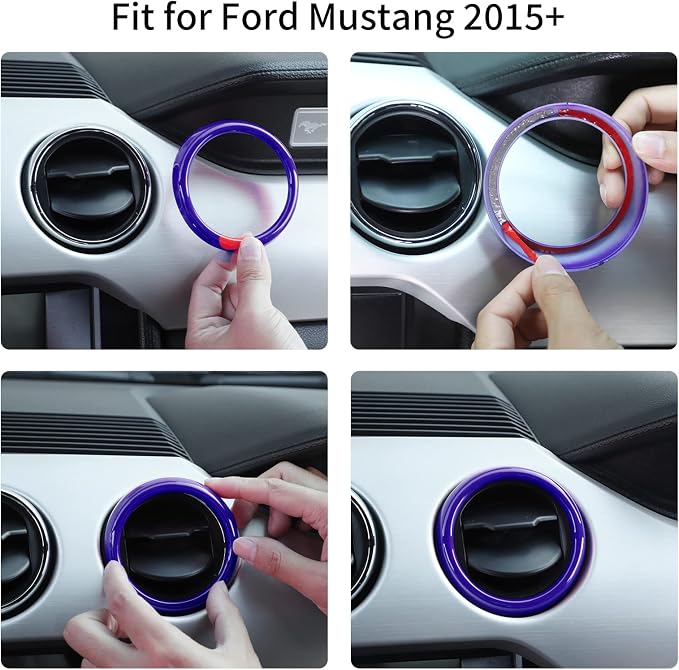 RT-TCZ Center Console Air Conditioner Outlet Vent Trim Cover Ring Interior Accessories for Ford Mustang 2015-2022,3PCS (Purple)