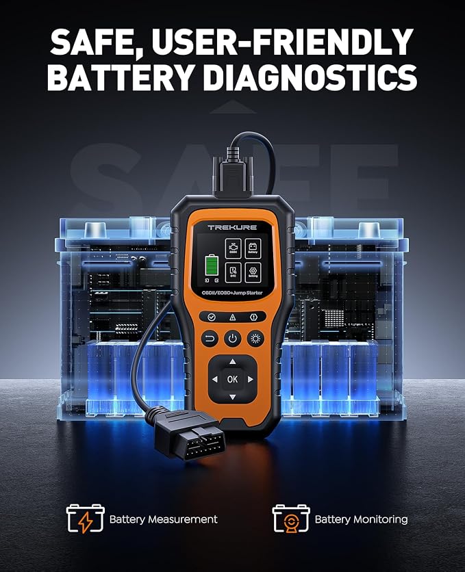 Car Battery Jump Starter with OBD2 Scanner 5000A, Car Battery Jumper Starter Portable (All Gas/10L Diesel), 12V Jump Box Jumper Cables, Code Reader for Check Engine Light, Diagnostic Tool