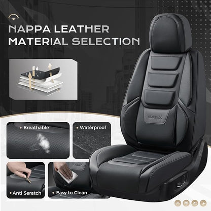 Coverado Car Seat Covers, Front Covers for Cars, Car Seat Cover Front Seats, Automotive Seat Cover, Waterproof, Leather Car Seat Cushion, Universal Interior Covers Seat Protectors for Most Cars Black