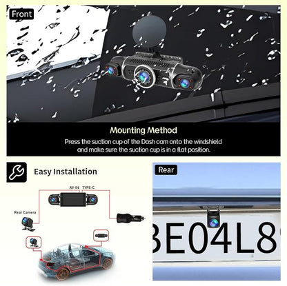 360° Dash Cam Front and Rear View 4 Channel Dash Camera FHD 2K+1080Px3 for Car, Inside/Back 170°+2x150°+170° Wide Angle, 8 IR Lamps Night Vision,WiFi,GPS, APP,G-Sensor with 64GB Card,24/7 Parking Mode