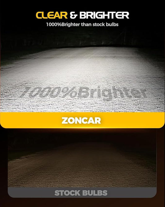 H4 Fog Light Bulbs, 60,000LM 6500K Cool White, Real 1:1 Size HB2 Fog Light Bulbs, IP68-proof 60,000h Long Life, 100% Compatible Anti Hyper Flashing, Box in 2