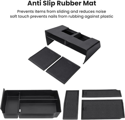 2pcs Center Console Organizer Armrest Tray Insert Storage Box for Honda CRV 2023-2026, Center Console Organizer Combo for 2023+ CR-V Hybrid Accessories, ABS Plastic, Black