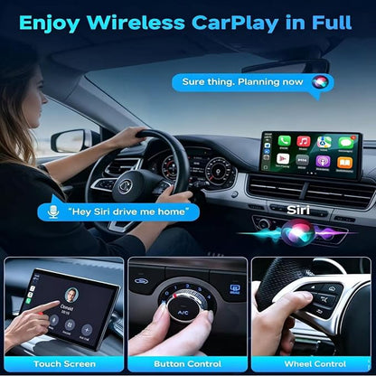 Wireless CarPlay Adapter, Low Latency Dongle for iPhone 15/14/13, Plug & Play, One-Click Switch,5s Auto Reconnect, Seamlessly Switches Between Two Phones Stable Connection, Compatible with 2018+ Cars