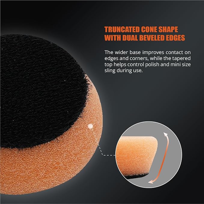 SPTA T40 Orange Mini Medium-Cut Polishing Pads Sets, 5Pcs 1.3inch/32mm Sponge Polishing Buffing Pads, Car Foam Detail Polishing Pad Kit for Car Detail Polishing, Small Area Polishing -FPTSS1O