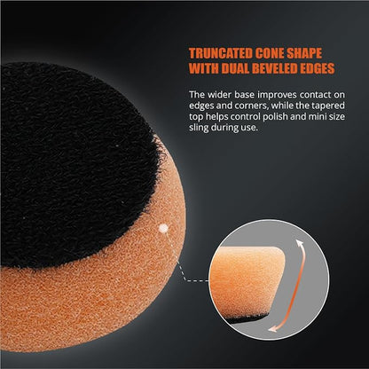 SPTA T40 Orange Mini Medium-Cut Polishing Pads Sets, 5Pcs 1.3inch/32mm Sponge Polishing Buffing Pads, Car Foam Detail Polishing Pad Kit for Car Detail Polishing, Small Area Polishing -FPTSS1O
