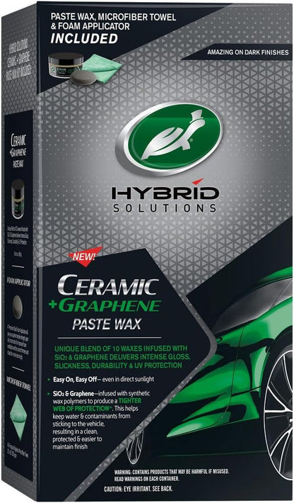 Turtle Wax Hybrid Solutions Ceramic + Graphene Paste Wax with Microfiber and Applicator Pad, Gloss And Paint Protection, (5.5oz Jar)