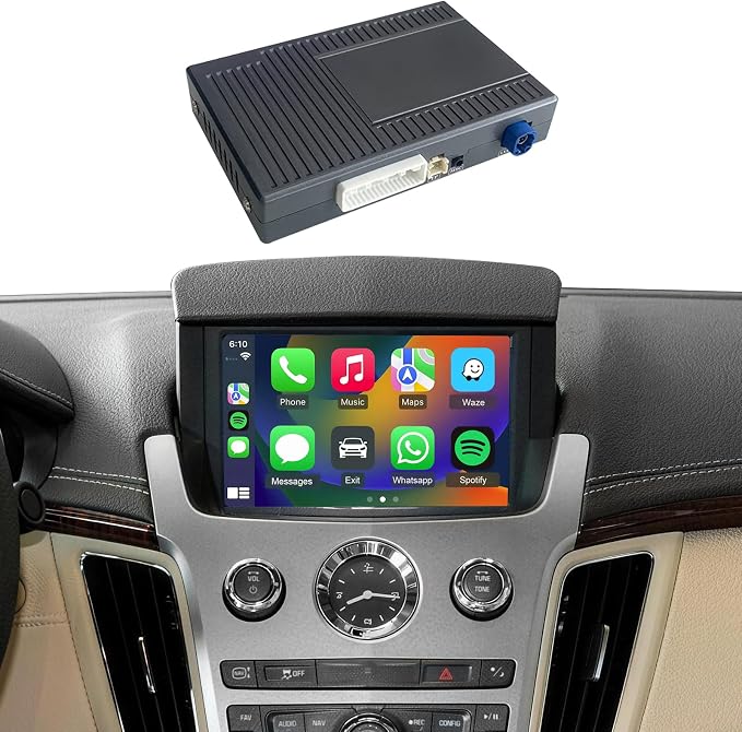 Wireless CarPlay & Android Auto Interface Compatible with Cadillac CTS 2009-2013 Retrofit Kit, Support Original Camera, Steering Wheel, AUX Audio and Micphone, Keep All OEM Radio Functions
