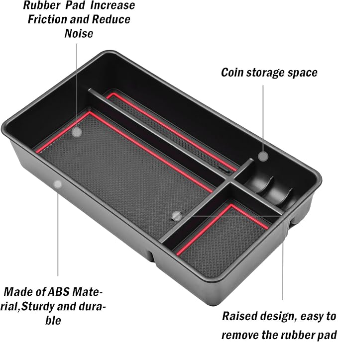 Center Console Organizer Compatible with Nissan Altima 2019 2021 2022 2023 2024 2025 2026 Accessories, Armrest Insert Tray with Coin Holder Keep Organized with Rubber Pad Red