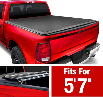 MaxMate Soft Quad-fold Truck Bed Tonneau Cover Compatible with 2009-2018 Dodge Ram 1500; 2019-2025 Classic | 5'7" (67") Bed | TCD484015