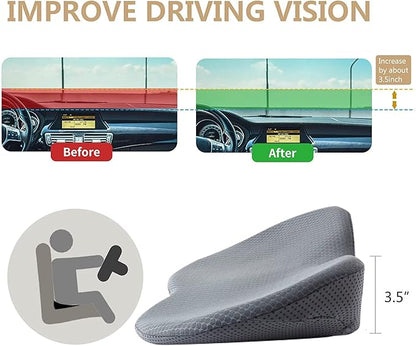Livtribe Car Seat Cushion - Memory Foam Car Seat Pad - Sciatica & Lower Back Pain Relief - Car Seat Cushions for Driving - Road Trip Essentials for Drivers(Gray)