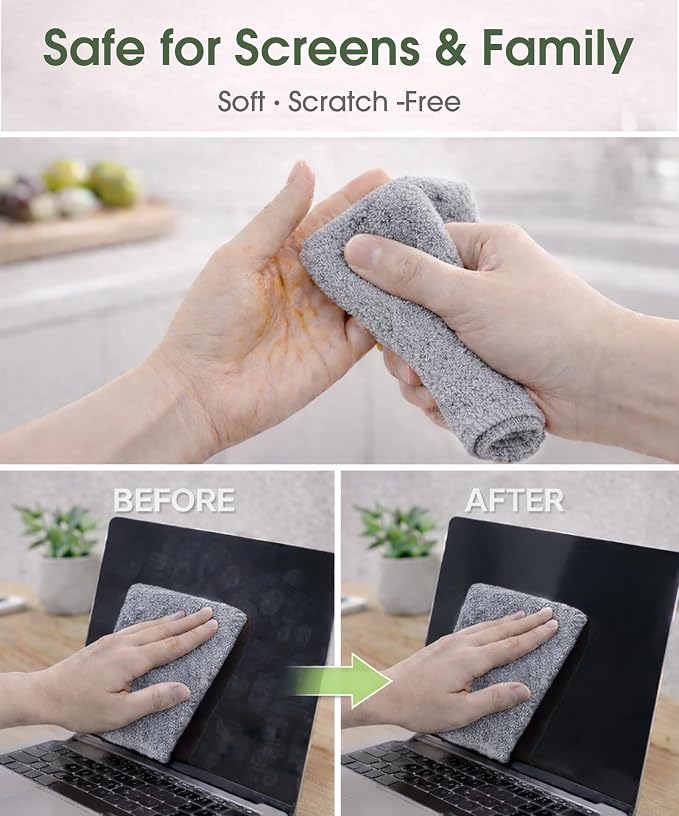 Microfiber Cleaning Cloth Roll - 100 Pack Tear Away Microfiber Paper Towels, Reusable, Washable, Scratch-Free, Kitchen Towels for Car, Home, Kitchen, Glass, Dishes(Cloud Gray)