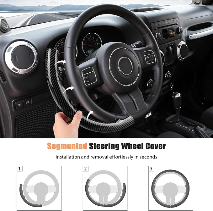 Aimato Customized Steering Wheel Cover for Jeep Wrangler (JK) 2012-2018/Patriot 2011-2017/Grand Cherokee 2011-2013/Compass 2011-2016/Liberty 2011-2012