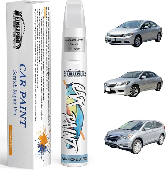 NH-700M Alabaster Silver Metallic Car Touch Up Paint for Honda, Color Match Auto Paint Repair Pen,Professional Car Scratch Repair Remover Pen Quick Drying, Easy to Use