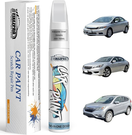 NH-700M Alabaster Silver Metallic Car Touch Up Paint for Honda, Color Match Auto Paint Repair Pen,Professional Car Scratch Repair Remover Pen Quick Drying, Easy to Use