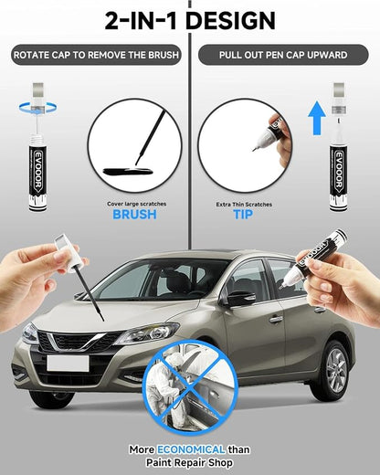 Touch Up Paint Compatible with Nissan Exact Match 2 in 1 Touch up Paint for Chips and Nicks Repair (Champagne Silver Metallic(KAY))