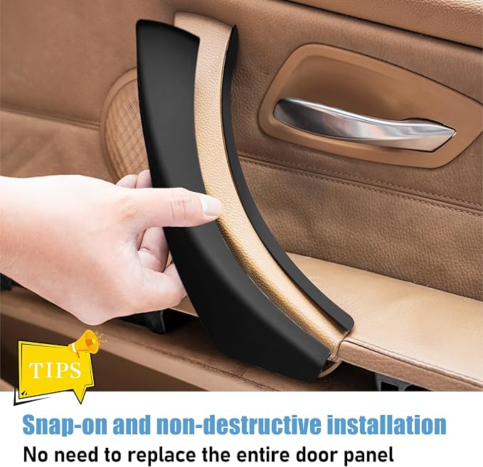 Compatible with BMW 3 Series Door Handle Covers E90/E91/E92/E93 2004-2011,6PCS Left and Right Passenger Interior Door Pull Handle Set for BMW 318i,320i,323i,325i,328i,330i,335i(Black)
