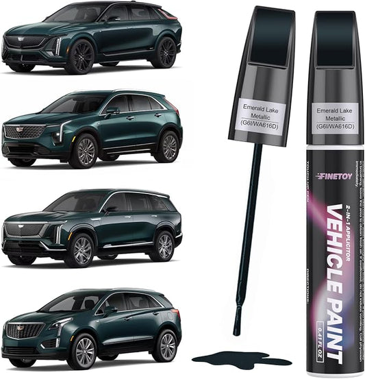 Emerald Lake Metallic(G6I/WA616D) Touch up Paint for Cadillac, Quick & Easy Fix for Car Scratches, 2 in 1 Car Touch up Paint with Pen Tip and Brush, Auto Scratch Repair Pen with Exact Color Match