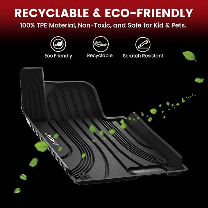 LASFIT Floor Mats for Hyundai Elantra 2026 2025 2024 2023 2022 2021 (Only Fit Gas & Automatic) & Elantra N 2022-2026 (Only Fit Automatic) Custom Fit TPE All Weather Floor Liners Car Mats, Black