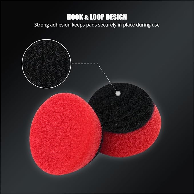 SPTA Red T10 Mini Ultra-Fine Finishing Foam Polishing Pads, 5Pcs 1.3inch/32mm Sponge Polishing Buffing Pads, Car Foam Detail Polishing Pad Kit for Car Detail Polishing, Small Area Polishing -FPTSS1R