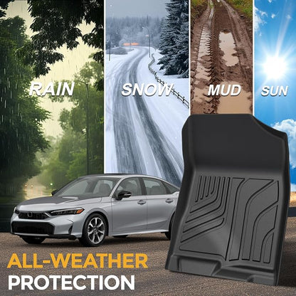 Floor Mats for Honda Civic Sedan 2022-2026/Acura Integra 2023-2026, All Weather Floor Mats Trunk Cargo Liner and Door Sill Guards Accessories, Full Coverage Set (Gas Only, Not fit Manual)