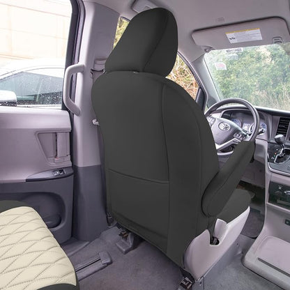 FH Group Custom Fit Car Seat Covers Specifically Made for 2011-2020 Toyota Sienna 7 Seater with Ultraflex Neoprene Water Resistant Automotive Seat Covers - Full Set Beige