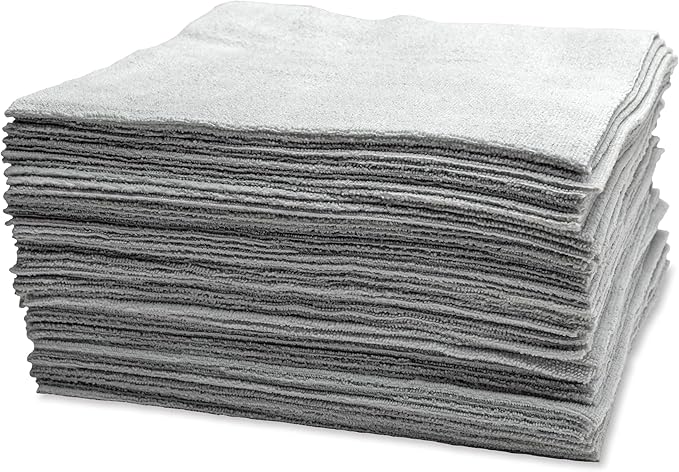 Griot's Garage Microfiber Edgeless Utility Towels for Car Cleaning and Detailing, Lint-Free, Ultra-Absorbent Wash Cloths, 12" x 12", Pack of 50, Grey, 14331