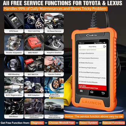 LAUNCH Creader Elite Bi-Directional OBD2 Scanner for Toyota Lexus, 2026 Full System Diagnostic Scan Tool, All Reset Service Code Reader, Battery Registration,AUTO VIN,Lifetime Free Update