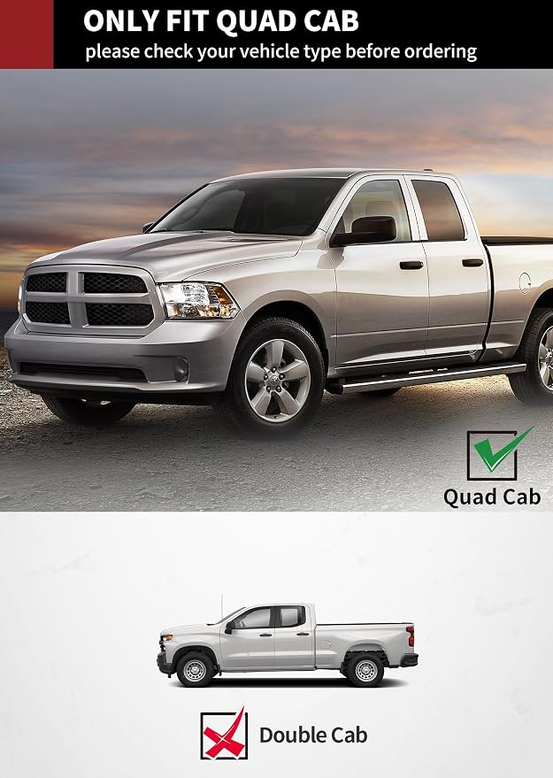 YITAMOTOR 6 inches Running Boards Compatible with 2009-2018 Dodge Ram 1500 Quad Cab, 2019-2024 Ram 1500 Classic Side Step Nerf Bars Side Bars