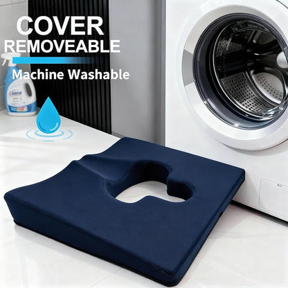 Gel Wheelchair Seat Cushion,Bed Sore Cushions for Butt, Memory Foam Hemorrhoid Pillow for Chairs,Butt Pillow for Pressure Sore&Ulcer Pain,Sciatica &Coccyx Pain Relief,Washable-Cover(Blue)