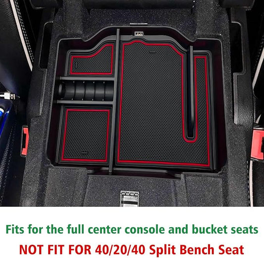 Center Console Organizer fits for Dodge RAM 2026 2025 2024 2023 2022 2021 2020 2019 1500 2500 3500 Accessories Interior Storage Box Armrest Storage Tray (Red)