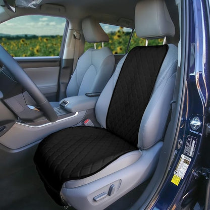 FH Group Car Seat Cushion – Neosupreme Single Front Seat Cover with Front Pockets, Airbag Compatible, Universal Fit Car Seat Cushion for Driver or Passenger Seat, SUV, Truck, Sedan & Van – Black