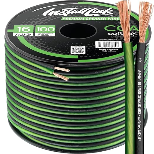 16 AWG Gauge Speaker Wire Cable Stereo, Car or Home Theater, CCA (100 Feet) by Install Link