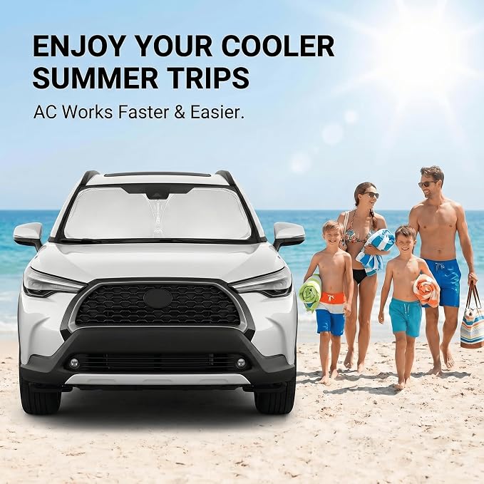 Windshield Sun Shade for Toyota Corolla Cross 2022-2025 2026 Sunshade Front Window Shade Custom Fit Corolla Cross Accessories Sun Visor Foldable Shade Blocks UV Rays Accessories