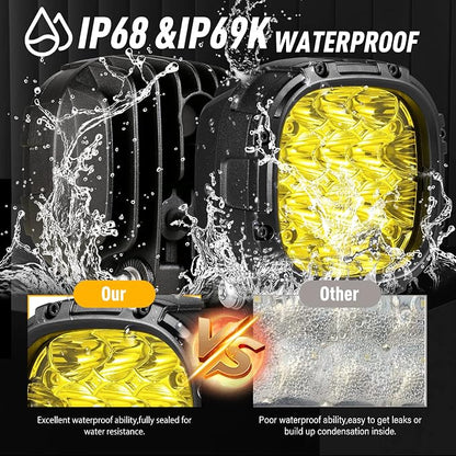 BIGLION.X 4 Inch Pair 160W 18800LM Amber Fog Lights Offroad Pods Super Bright Driving Spot With Wiring Harness IP68 12V 24V for Pickup Trucks SUV ATV UTV