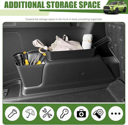 Trunk Organizer for 2010-2024 Toyota 4Runner 5-Seat 2nd Row(NOT Fit 7-Seat 3rd Row), Rear Trunk Storage Box Bin Cargo Tray for 10-24 4 Runner Interior Accessories(3Pcs Trunk Organizer)