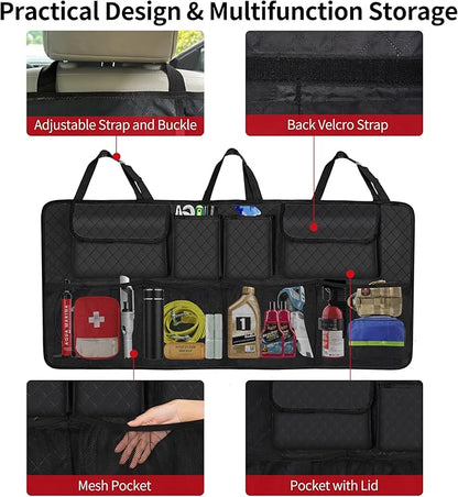 Car Trunk Organizer and Storage, Large Capacity Backseat Hanging Storage Accessories, Backseat Car Organizer for SUV/MPV/Truck (Black)