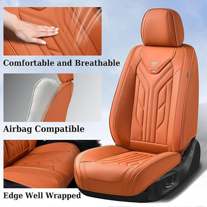 Coverado Seat Covers, Car Seat Covers Front Seats, Leather Seat Covers for Cars, Automotive Seat Covers Car Seat Protector Car Seat Cushion Universal Fit for Most Sedans SUV Pick-up Truck(Orange)