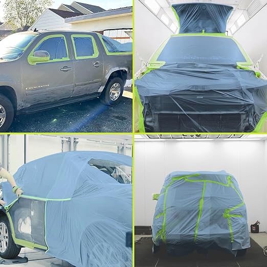 Tangibay Pre-Taped Masking Film for Painting - 44" x 66' Painters Plastic Sheeting with Automotive Paint Tape and Drape for Covering Cars, Walls, Windows and Furniture Protection (6 Rolls)