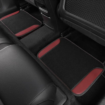 CAR PASS Faux Leather Steering Wheel Cover and Waterproof Car Floor Mats, Universal Car Combo Fit for 95% Sedan,SUV,Cars, 14.5-15inch Sporty Anti-Slip Safety Comfortable Design Burgundy