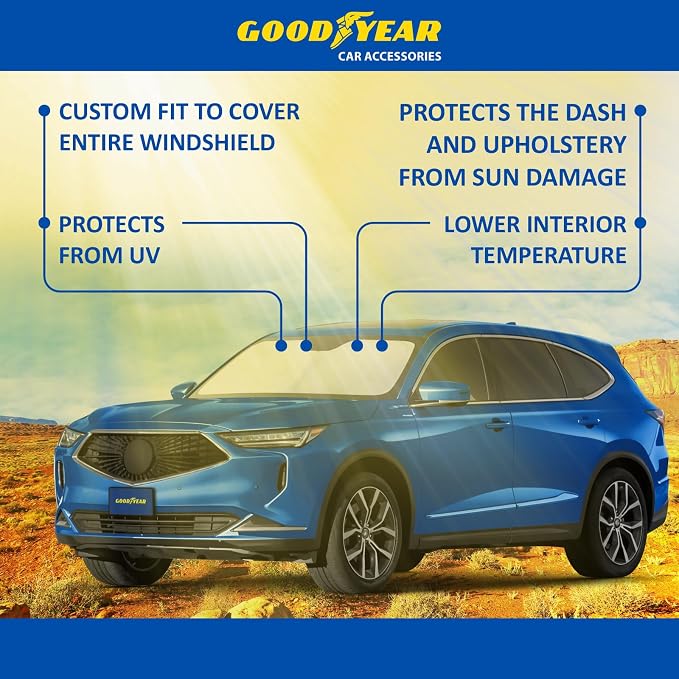 Goodyear Foldable Windshield Sunshade for Acura MDX 2022-2026, Car Accessories, Sunshade Cover, Sun Shade Car Windshield, Window Sun Blocker - GY008218