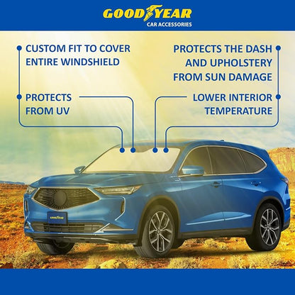 Goodyear Foldable Windshield Sunshade for Acura MDX 2022-2026, Car Accessories, Sunshade Cover, Sun Shade Car Windshield, Window Sun Blocker - GY008218