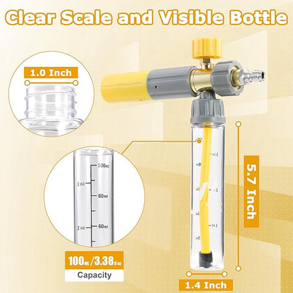 M MINGLE Mini Foam Cannon, Pressure Washer Foam Cannon with 5 Nozzle Tips, 1/4" Quick Connect for Car Wash, Patio, Deck Cleaning