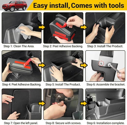 Rear Trunk Organizer for 2010-2024 Toyota 4Runner 5-Seat 2nd Row Accessories, Storage Bin Trunk Side Storage Box Cargo Tray for 10-24 4 Runner(4Pcs Trunk Organizer,Not for 7-Seat)