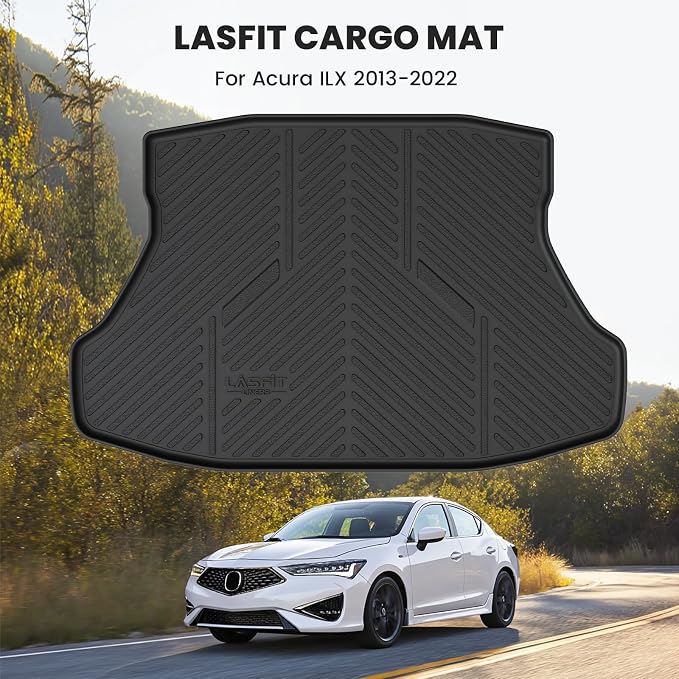 LASFIT Cargo Mat for Acura ILX 2013-2022 Sedan, Trunk Mat Cargo Liner with Raised Edges All Weather TPE Trunk Liner for Rear Cargo Area Protection, Black